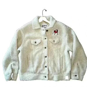 NWT Press Box Collegiate Georgia Bulldogs Sherpa Cream Jacket Women's Size Small